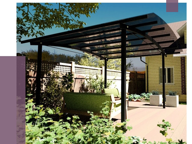 Навесы для террасы в Гагарине от 13265 руб. под ключ | ПРОЛЁТ-Ггр