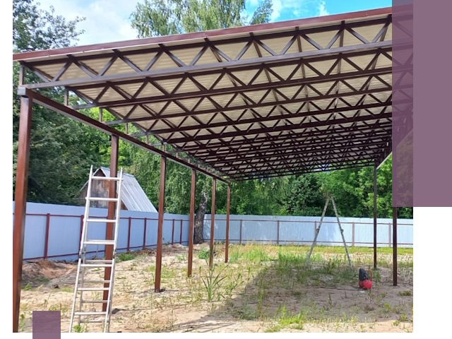 Односкатные навесы под ключ в Гагарине — изготовление и монтаж