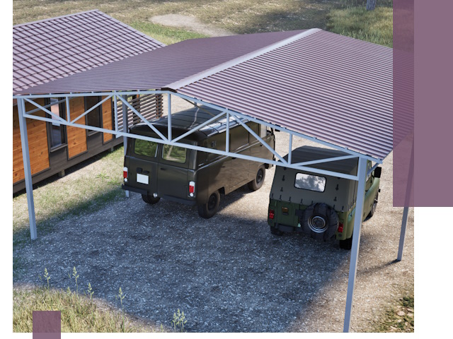 Двускатные навесы под ключ в Гагарине — изготовление и монтаж