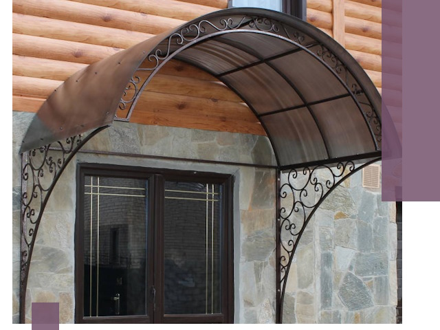 Арочные козырьки под ключ в Гагарине: изготовление и монтаж